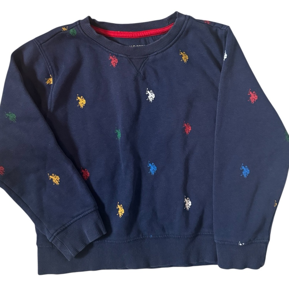 U.S. Polo Assn. Navy Kids Sweatshirt with Pony Embroidery Print | 5T